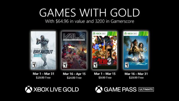 بازی‌های رایگان ماه مارس Xbox Live Gold مشخص شد